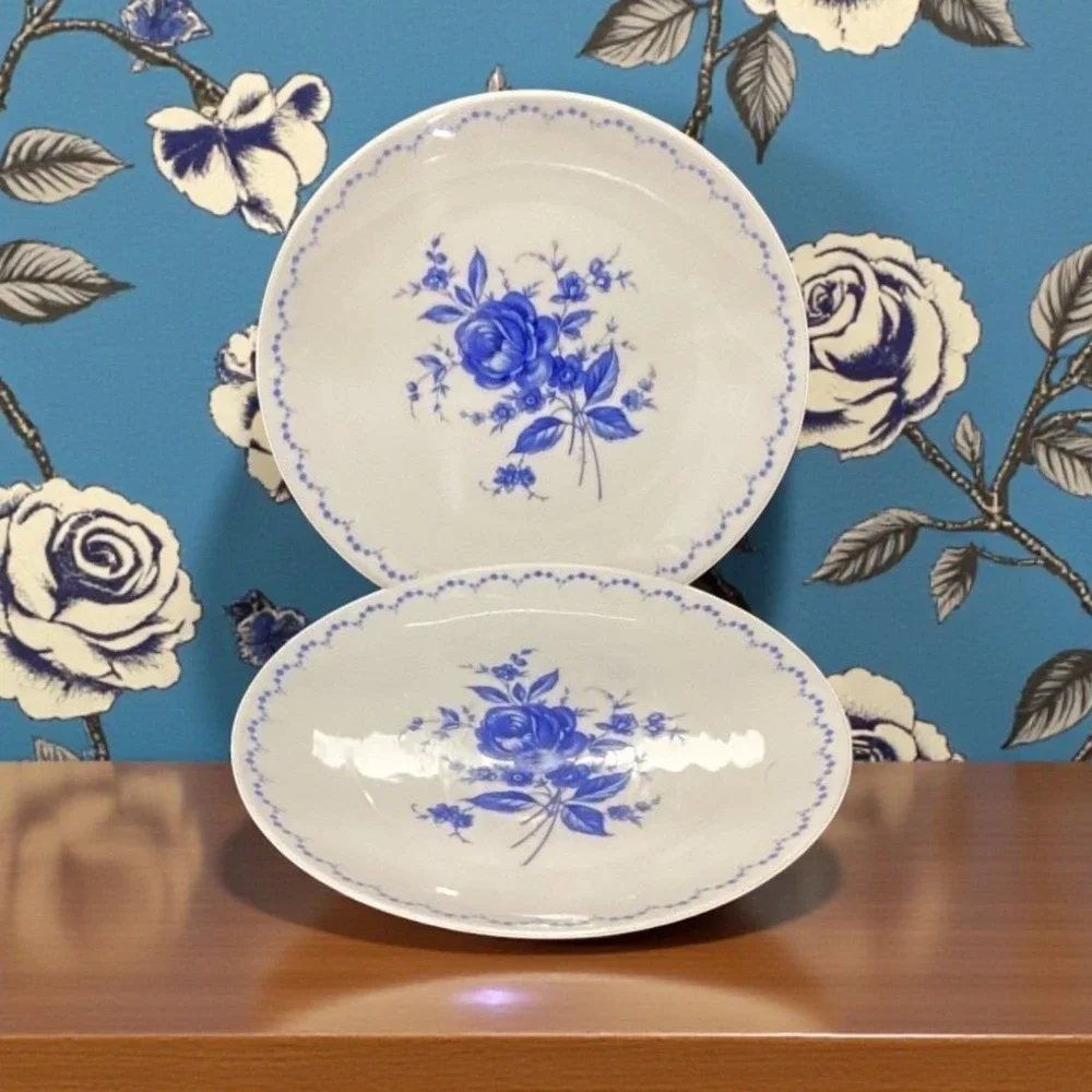 Alboth & Kaiser Bavaria Salad Plates,‎ Set of 2, Vintage Blue Floral Tableware